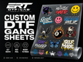Custom DTF gang sheet with multiple colorful designs, 22-inch width and hot-peel finish